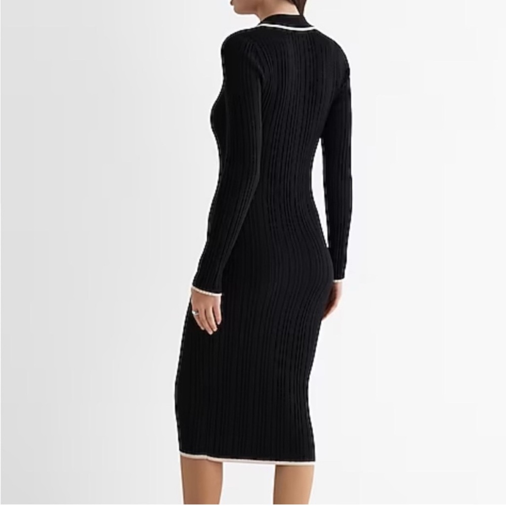 Express Ribbed V-Neck Sweater Dress - Picture 4 of 5